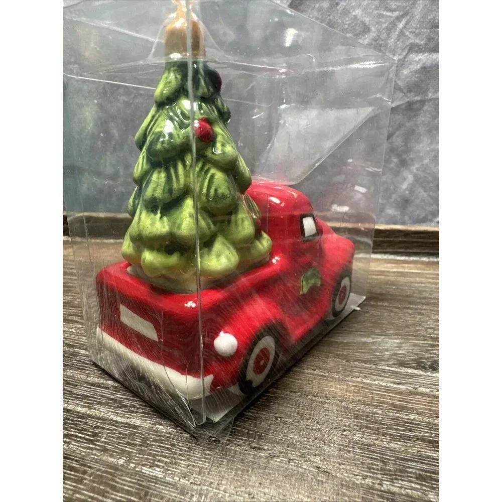 Red Truck w/ Christmas Tree Salt & Pepper Shakers Set by Robert Stanley 2014 NIP